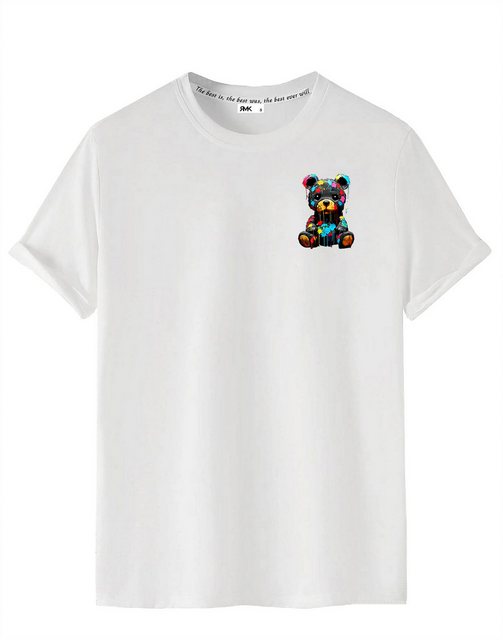 RMK T-Shirt Herren kurzarm Shirt Basic Rundhals mit Teddybär Bär günstig online kaufen