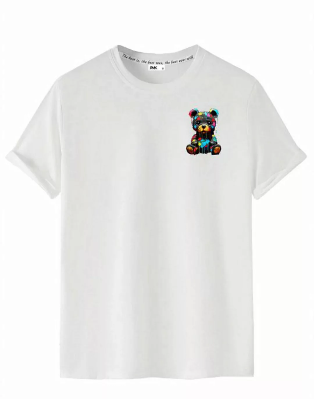 RMK T-Shirt Herren kurzarm Shirt Basic Rundhals mit Teddybär Bär günstig online kaufen