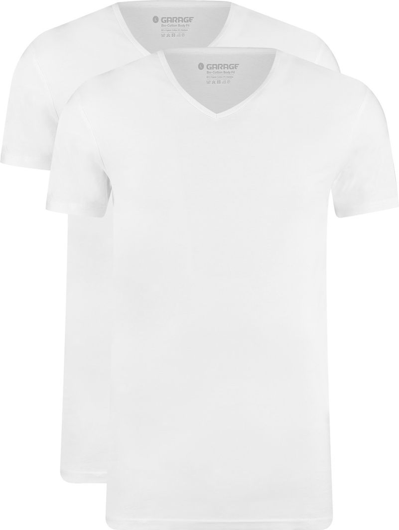 Garage 2-Pack Basic T-shirt Bio V-Ausschnitt Weiß - Größe S günstig online kaufen