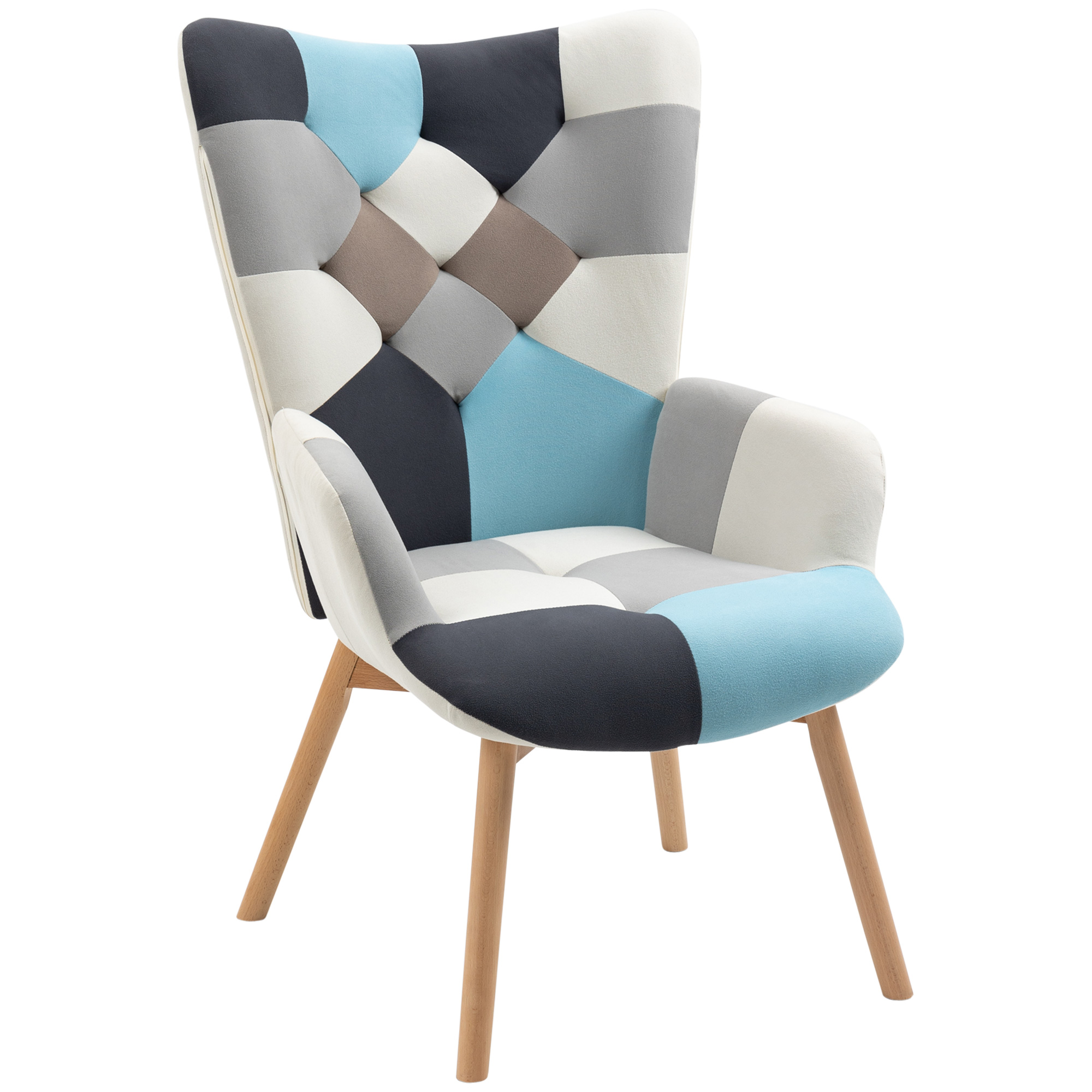 HOMCOM Ohrensessel mit gestepptem Samtbezug und Holzbeinen, 66x76x98cm, Meh günstig online kaufen