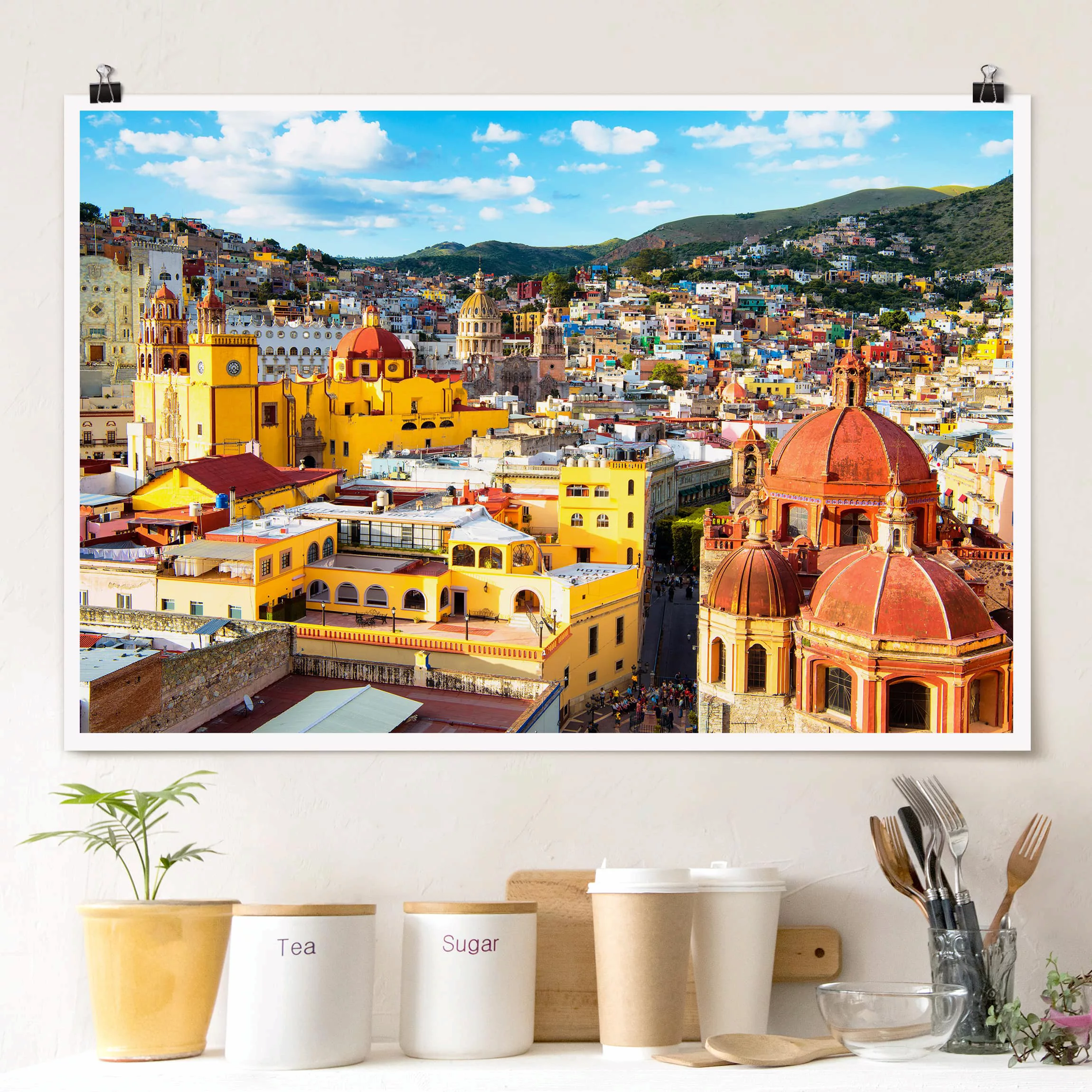 Poster Architektur & Skyline - Querformat Bunte Häuser Guanajuato günstig online kaufen
