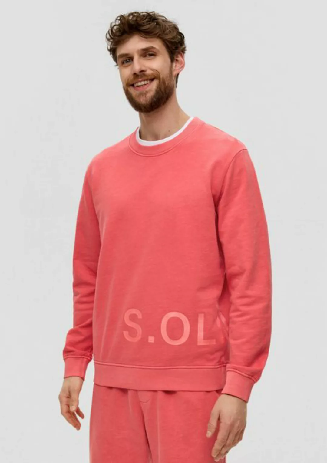 s.Oliver Sweatshirt Baumwoll-Sweatshirt mit Logo-Print Garment Dye, Logo günstig online kaufen