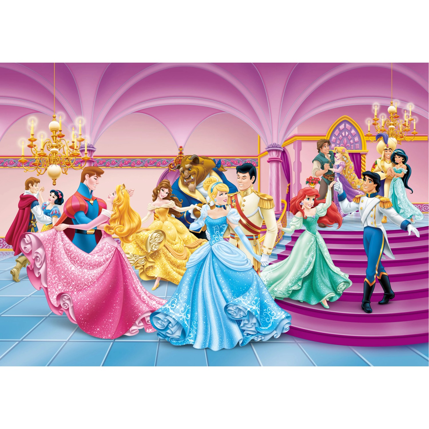 Disney Fototapete Prinzessinnen Rosa Blau und Gelb 255 x 180 cm 600351 günstig online kaufen