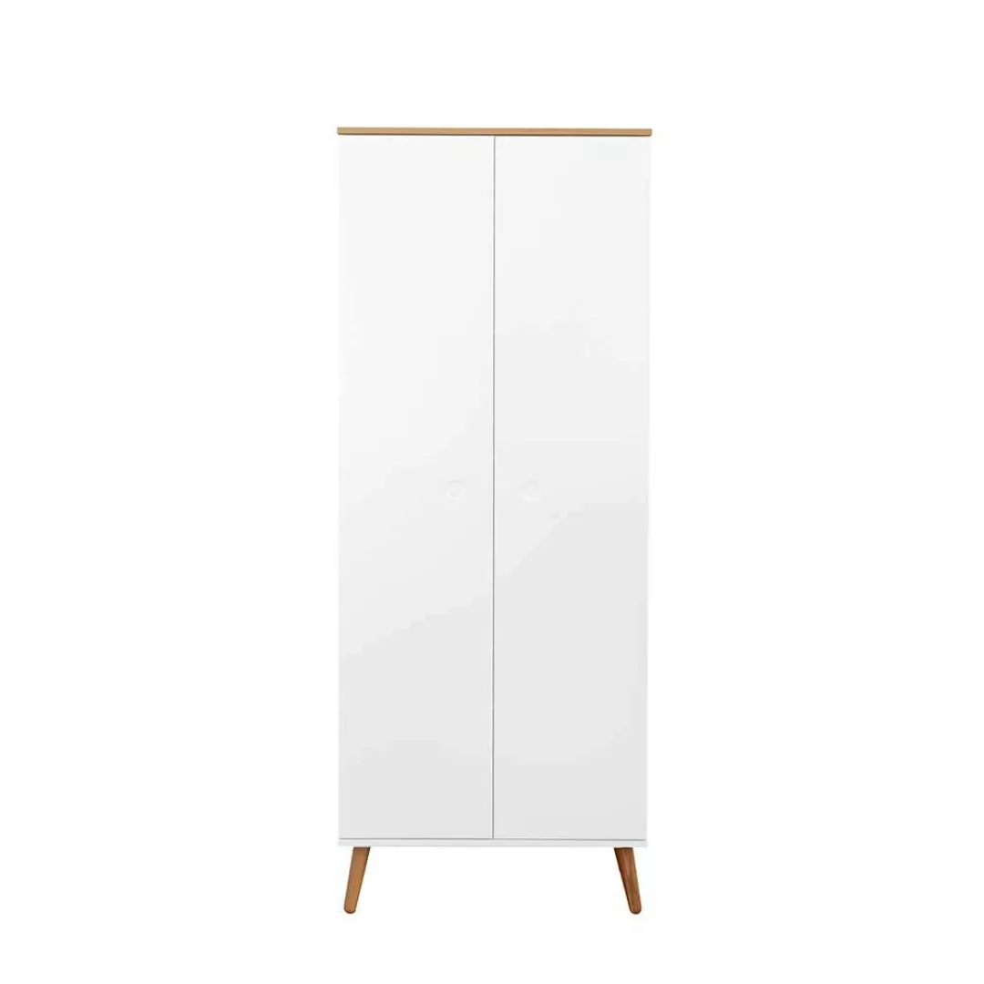 Garderobenschrank in Weiß und Eiche Skandi Design günstig online kaufen