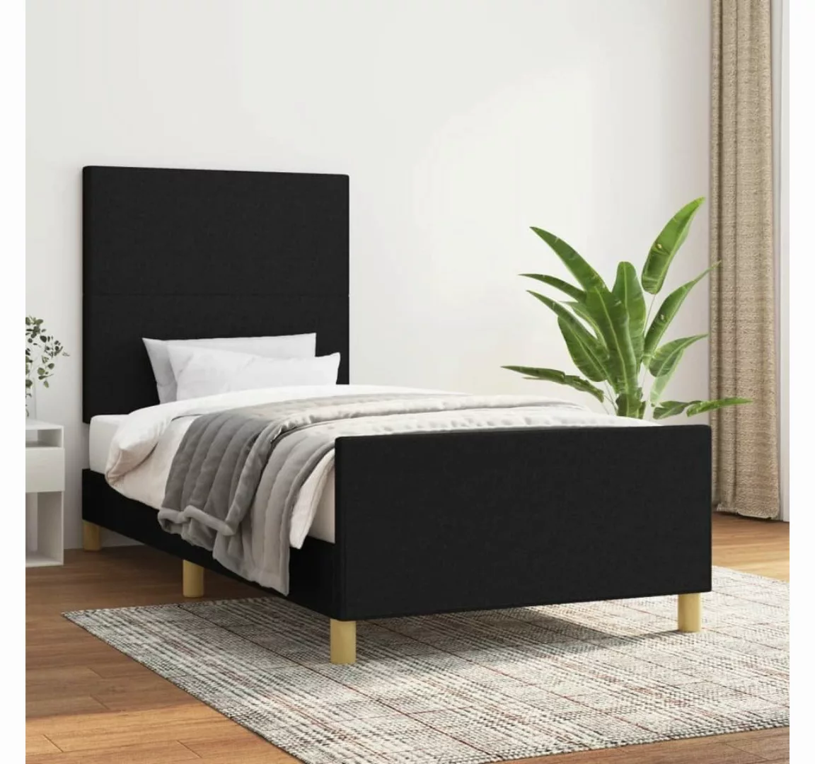 furnicato Bett Bettgestell mit Kopfteil Schwarz 90x190 cm Stoff günstig online kaufen