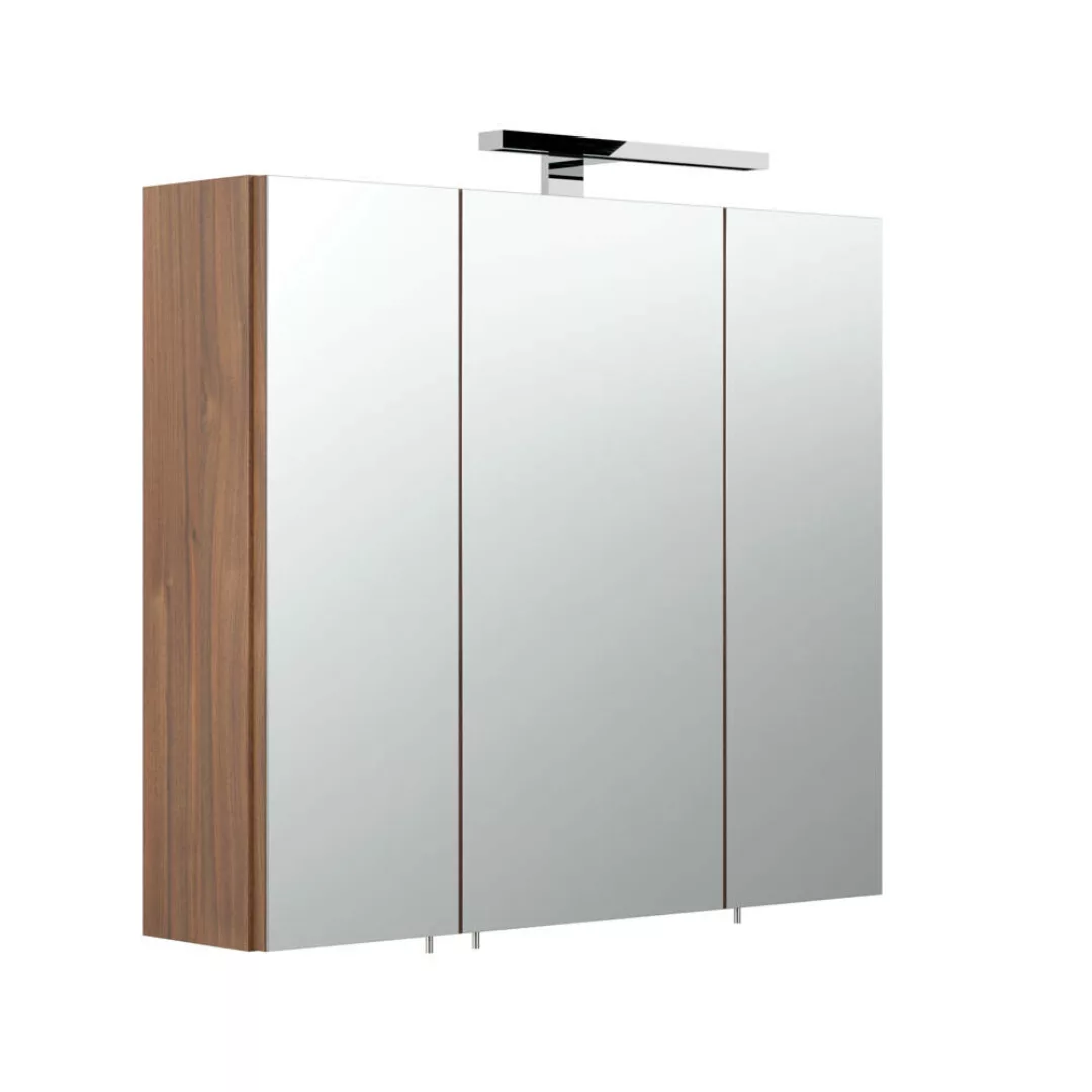 Spiegelschrank 70cm Walnuss Nb. TALONA-02 mit LED-Beleuchtung, B/H/T.: 70/6 günstig online kaufen