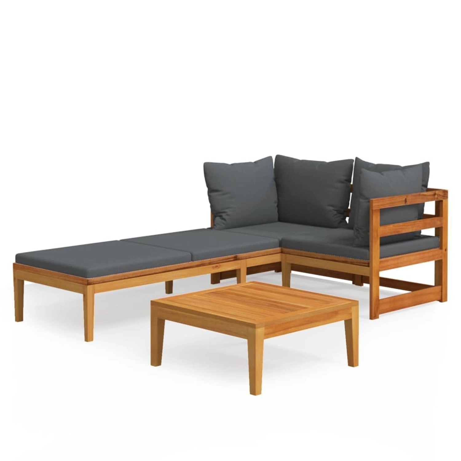 Vidaxl 3-tlg. Garten-lounge-set Mit Dunkelgrauen Kissen Massivholz Akazie günstig online kaufen