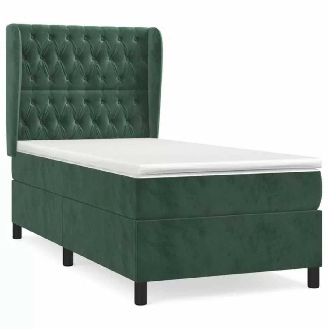 furnicato Bett Boxspringbett mit Matratze Dunkelgrün 100x200 cm Samt günstig online kaufen