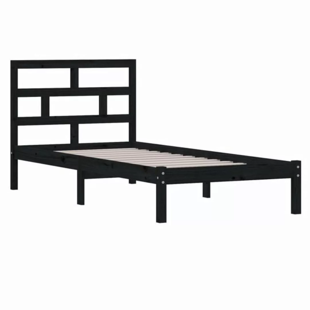 vidaXL Bett Massivholzbett Schwarz Kiefer 100x200 cm günstig online kaufen