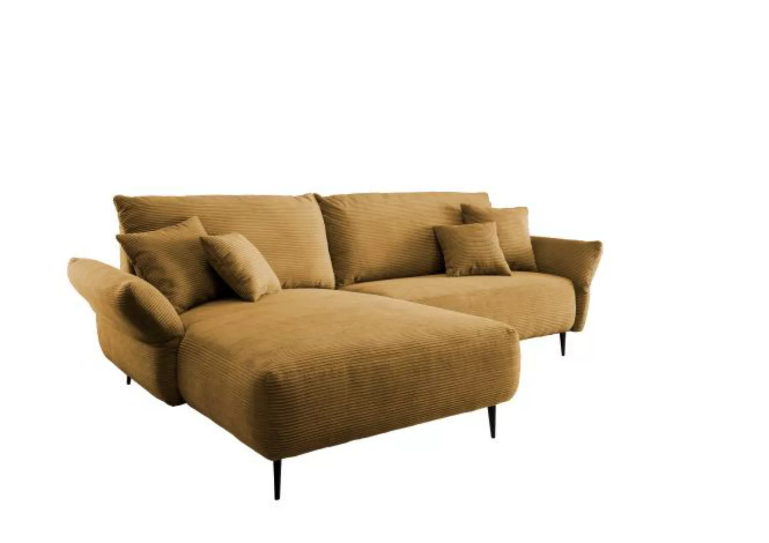 Eck Sofa Cord Gelb 178 x 260 cm verstellbare Armlehnen VANILLA günstig online kaufen