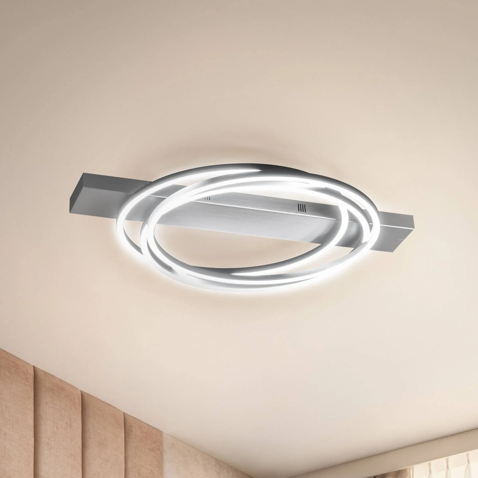 LED-Deckenlampe Kiku, Länge 76 cm, aluminiumfarben, Metall günstig online kaufen