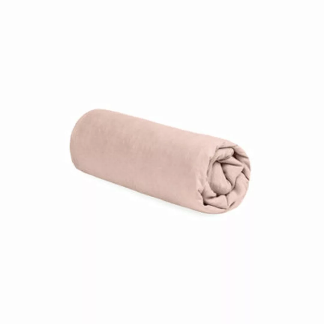 Spannbetttuch 90 x 190 cm  textil rosa / 90 x 190 cm - Leinen gewaschen - A günstig online kaufen