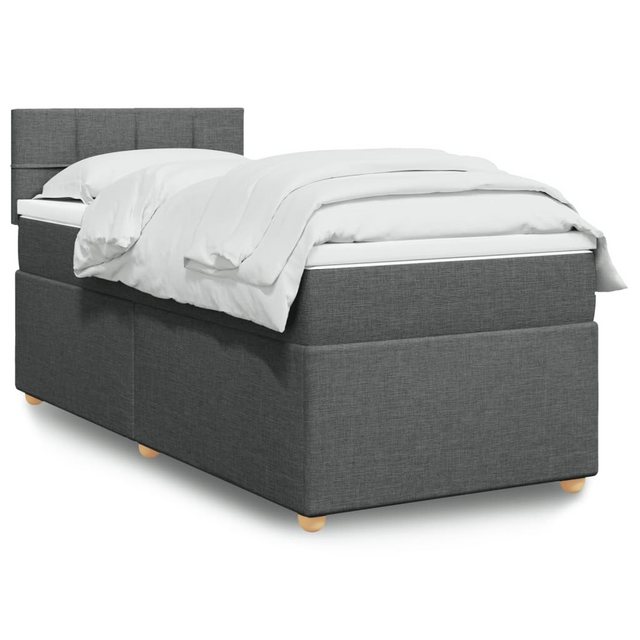 vidaXL Boxspringbett Boxspringbett mit Matratze Dunkelgrau 90x200 cm Stoff günstig online kaufen