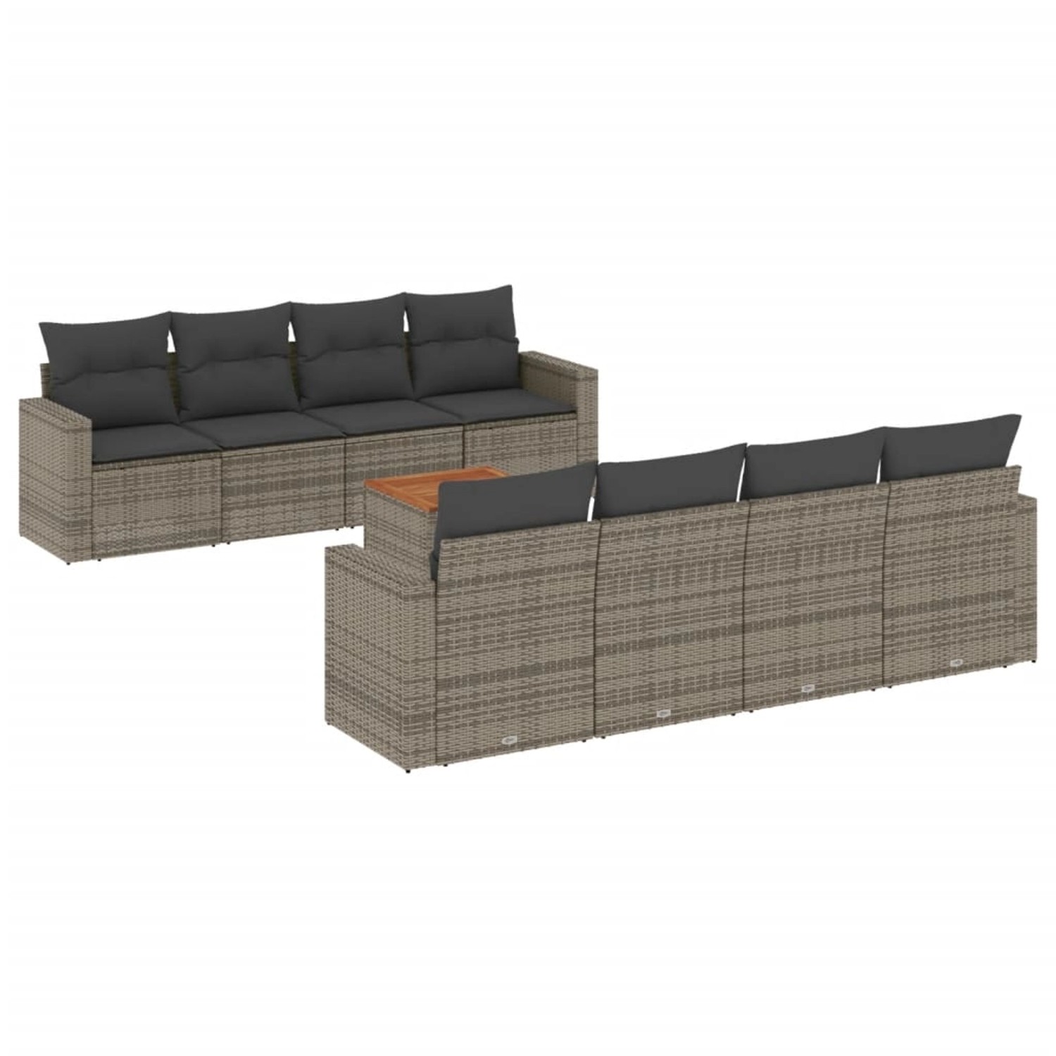 vidaXL 9-Tlg Garten-Sofagarnitur mit Kissen Grau Poly Rattan 3224044 günstig online kaufen