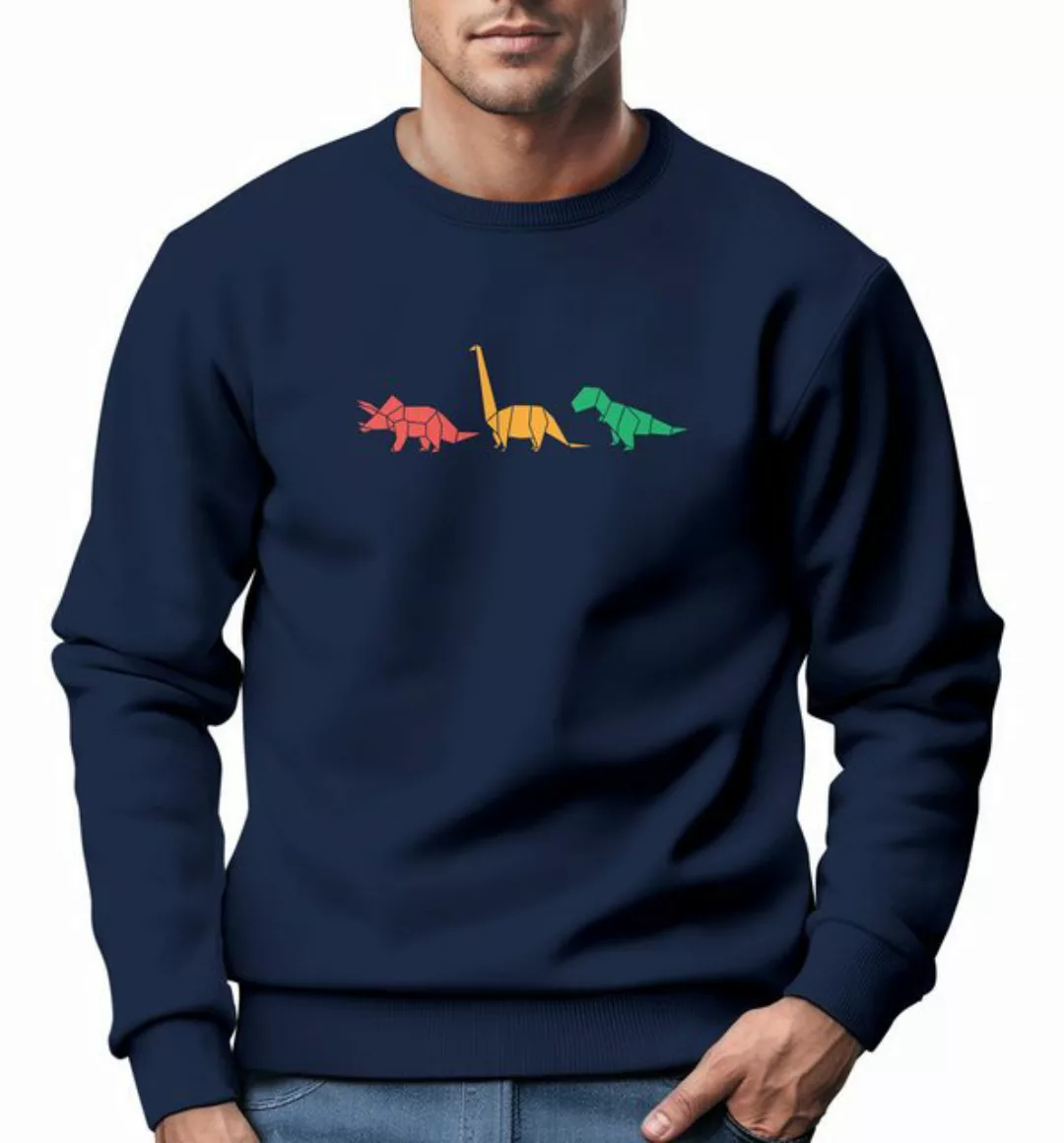 Neverless Sweatshirt Sweatshirt Herren Dinosaurier Aufdruck Polygon Tiere G günstig online kaufen