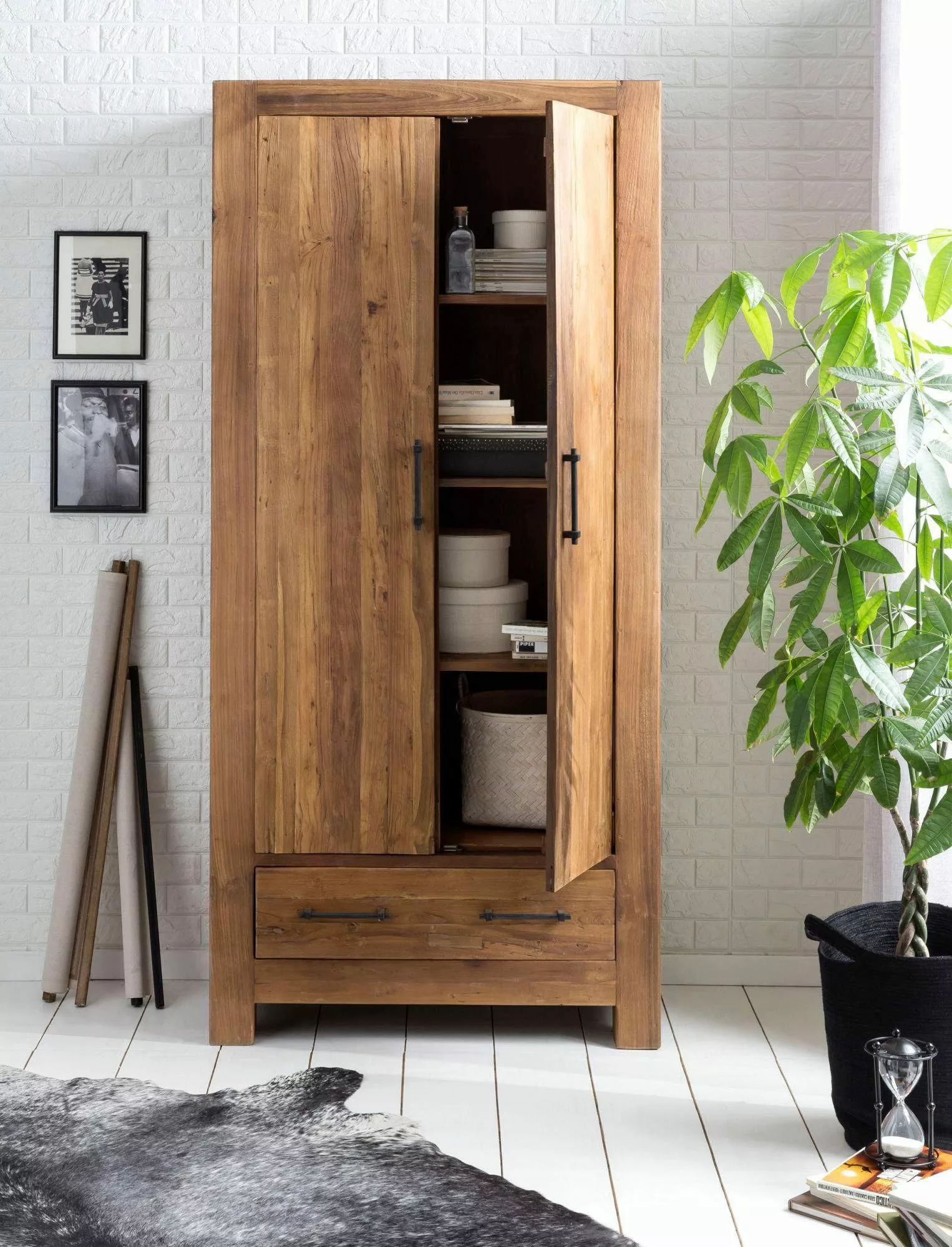 SIT Stauraumschrank Banda aus recyceltem Teakholz, Höhe 210 cm, Shabby Chic günstig online kaufen