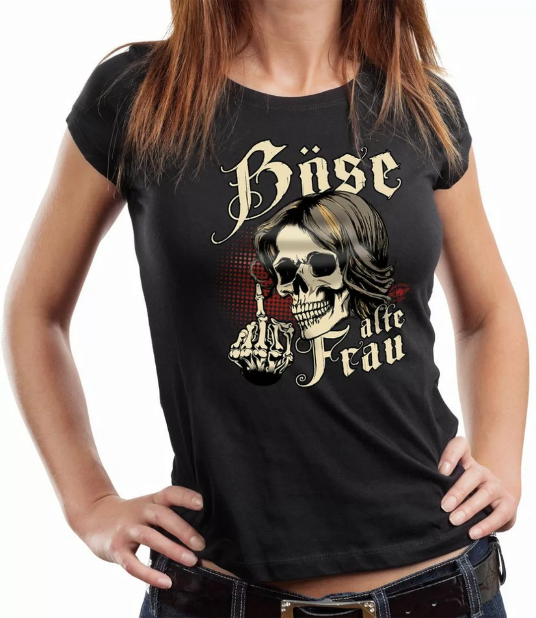 LOBO NEGRO® T-Shirt Damen Lady Biker Shirt: Böse alte Frau günstig online kaufen