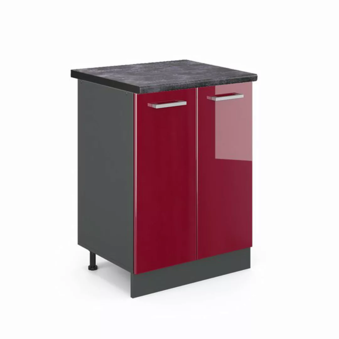 Vicco Unterschrank R-Line, Bordeaux Hochglanz/Anthrazit, 60 cm, AP Anthrazi günstig online kaufen