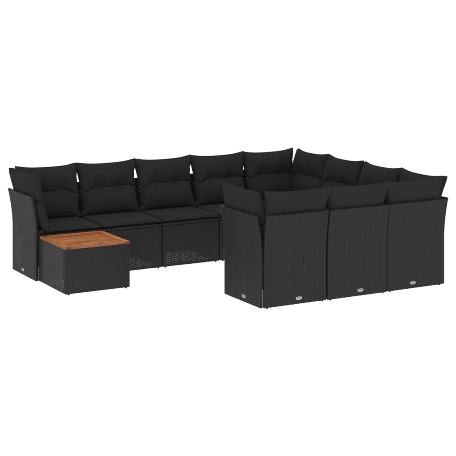 vidaXL 11-tlg Garten-Sofagarnitur mit Kissen Schwarz Poly Rattan Modell 59 günstig online kaufen