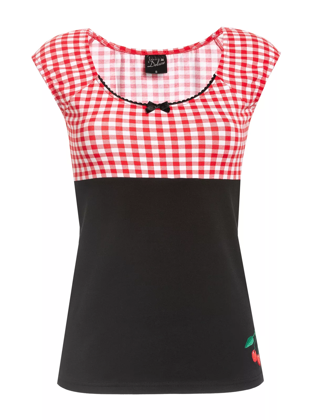 Pussy Deluxe Red Plaid Evie Damen T-Shirt schwarz/rot günstig online kaufen