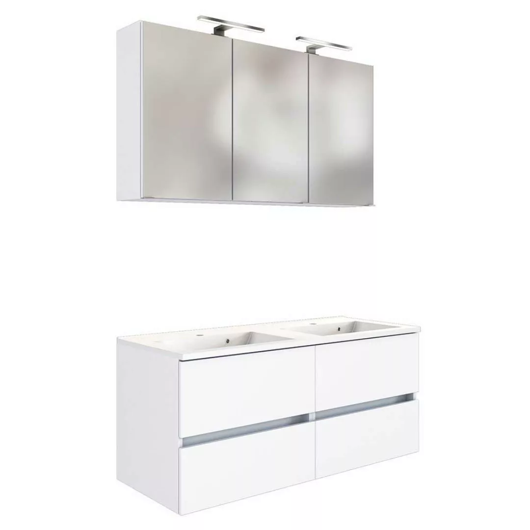 Badezimmermöbel Set in Weiß Doppelwaschbecken (zweiteilig) günstig online kaufen