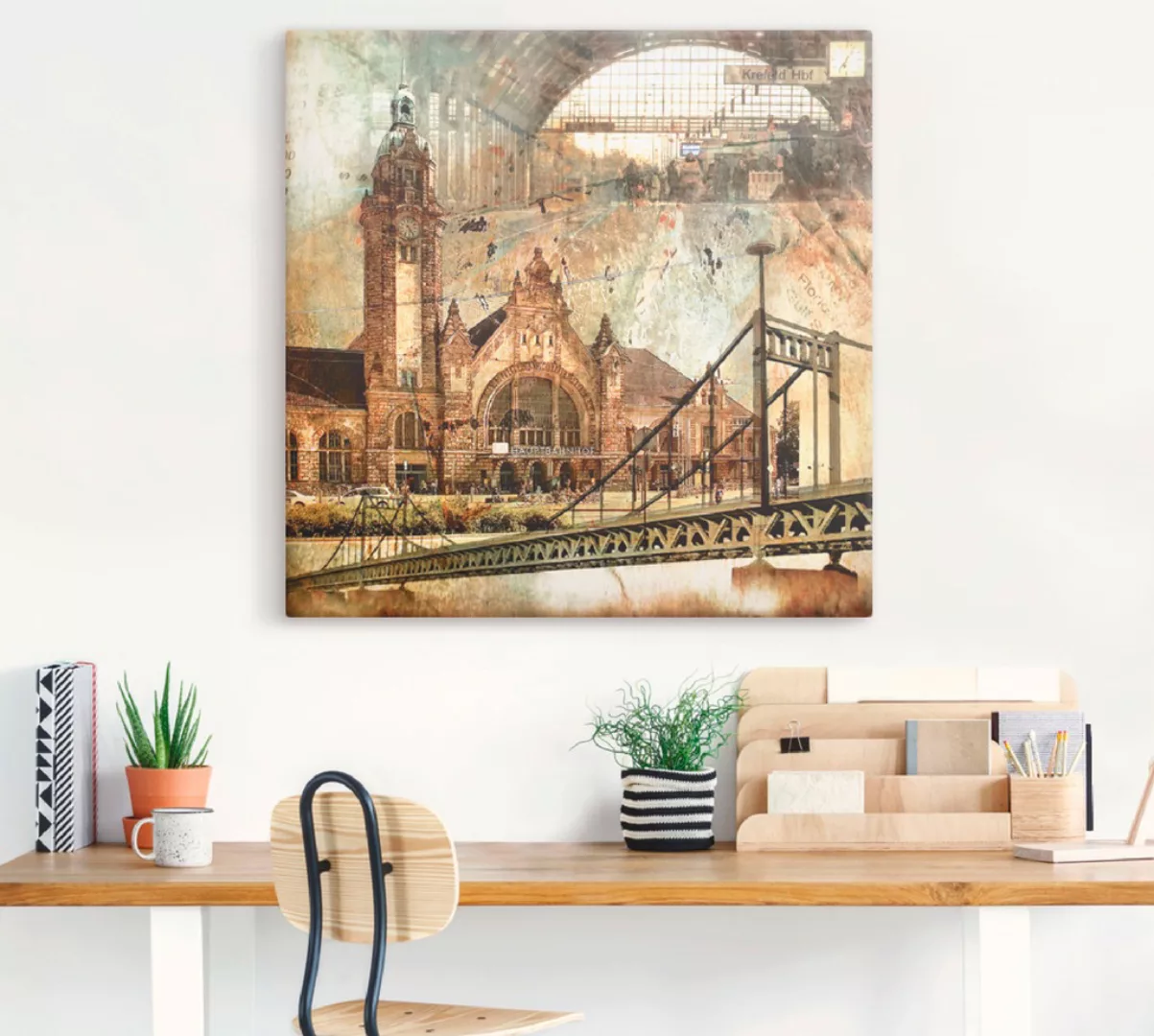 Artland Wandbild "Krefeld Skyline Abstrakte Collage", Gebäude, (1 St.) günstig online kaufen
