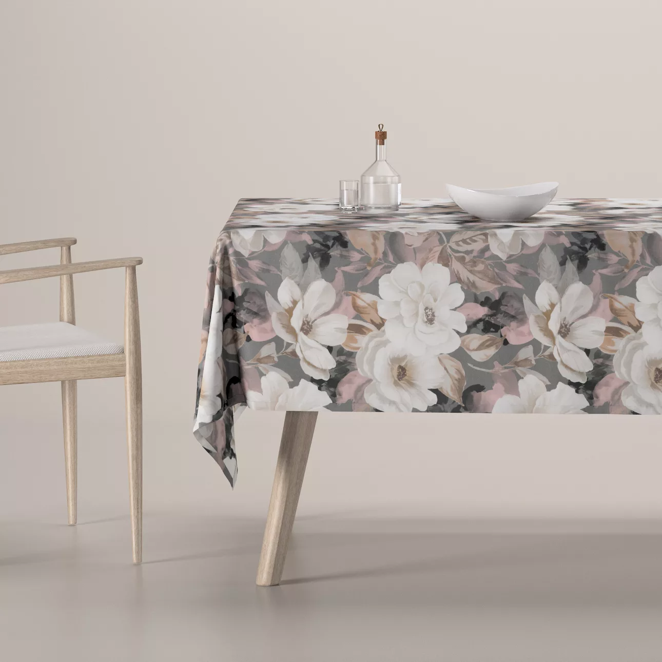 Rechteckige Tischdecke, grau-rosa, Gardenia (142-13) günstig online kaufen