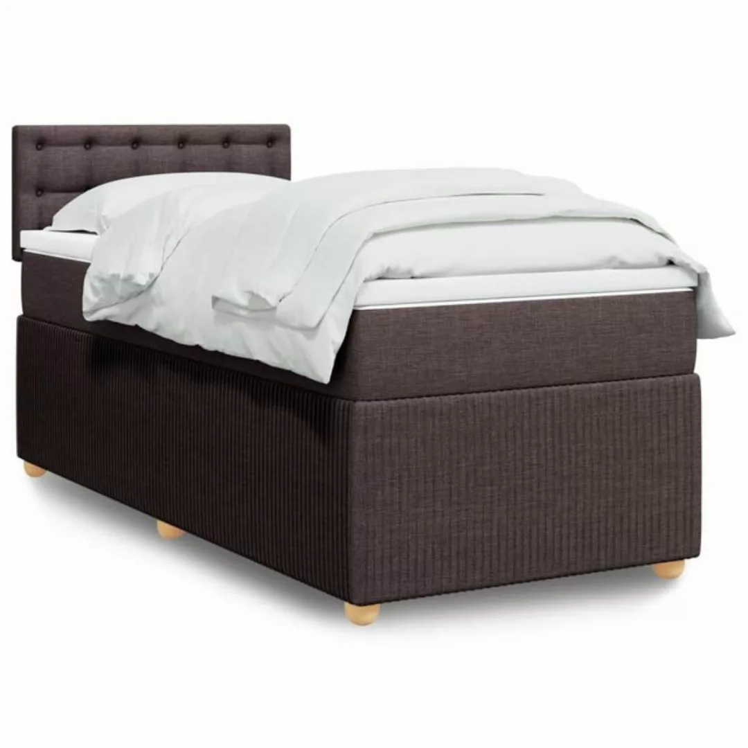 vidaXL Boxspringbett, Boxspringbett mit Matratze Dunkelbraun 90x190 cm Stof günstig online kaufen