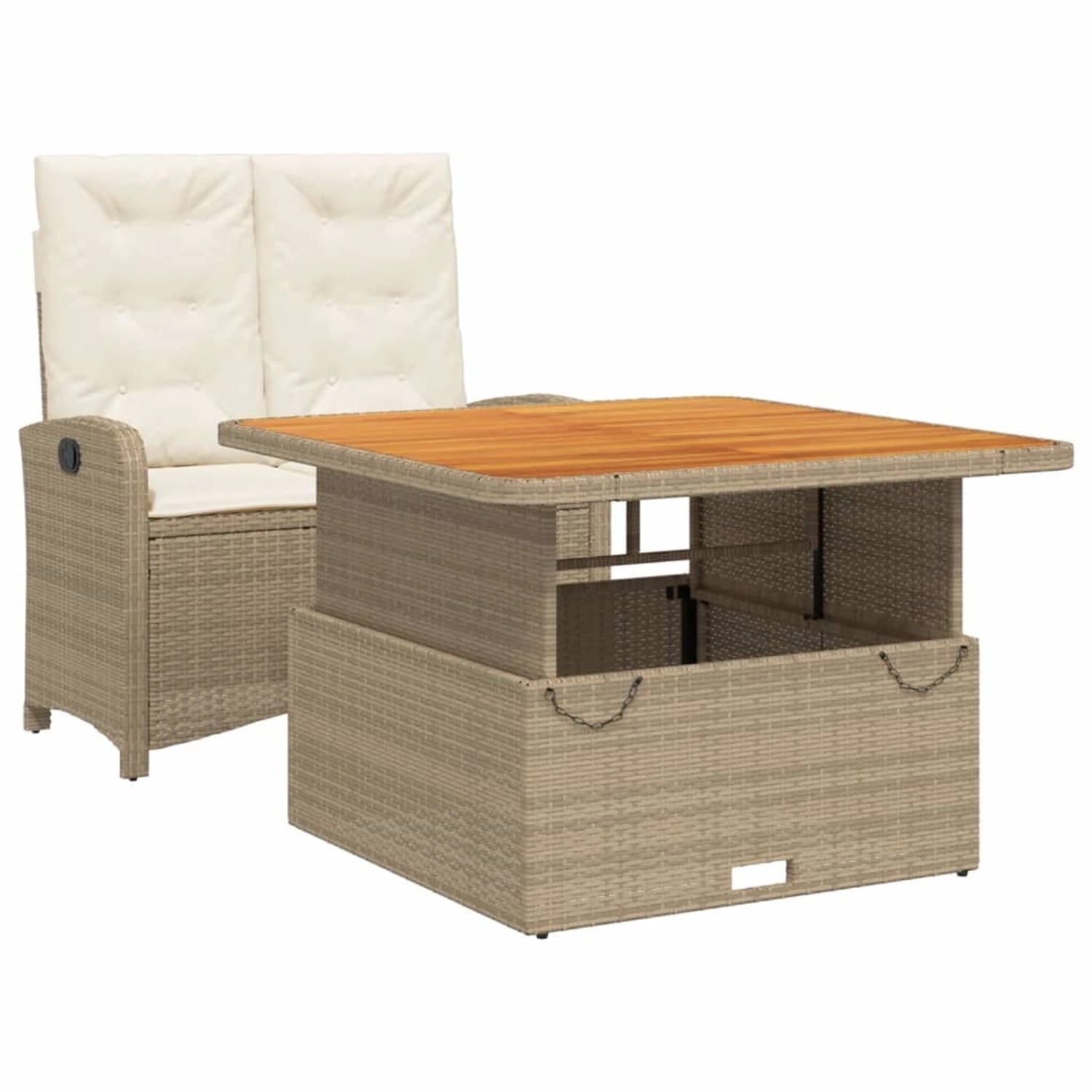 vidaXL 2-Tlg Garten-Essgruppe mit Kissen Beige Poly Rattan 3277355 günstig online kaufen