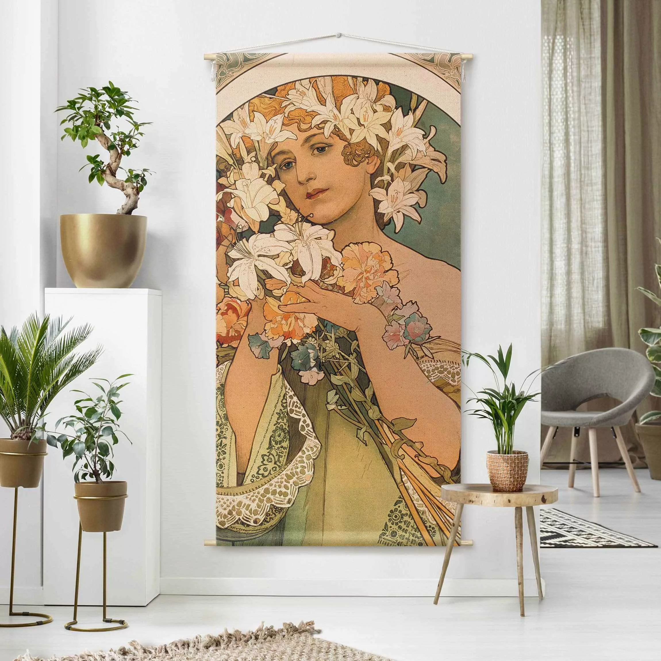 Wandteppich Alfons Mucha - Blume günstig online kaufen