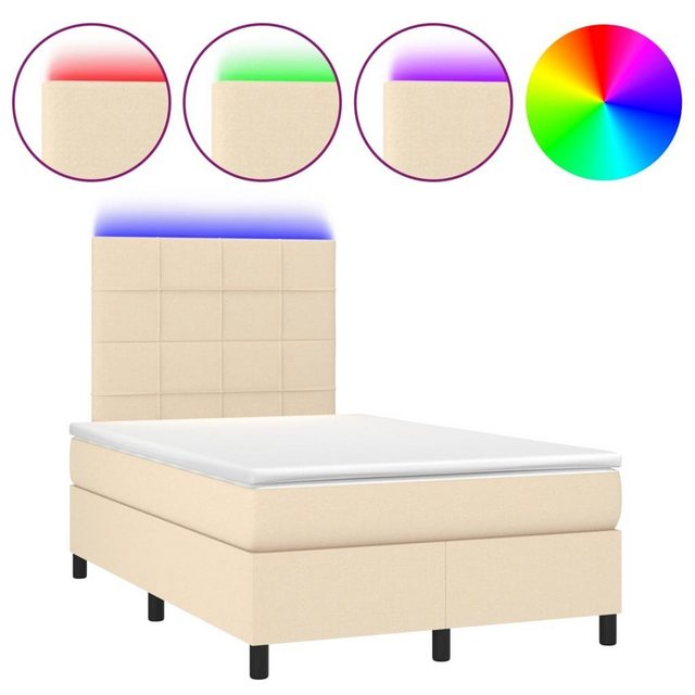 vidaXL Bettgestell Boxspringbett mit Matratze LED Creme 120x200 cm Stoff Be günstig online kaufen