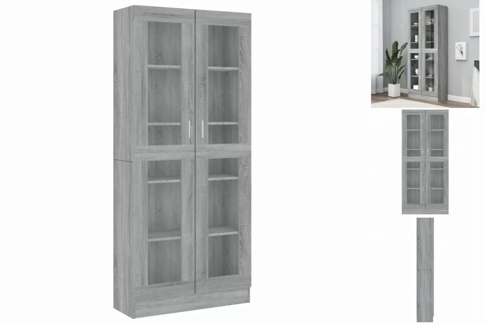 vidaXL Vitrine Vitrine Regal Vitrinenschrank Grau Sonoma 82,5x30,5x185,5 cm günstig online kaufen