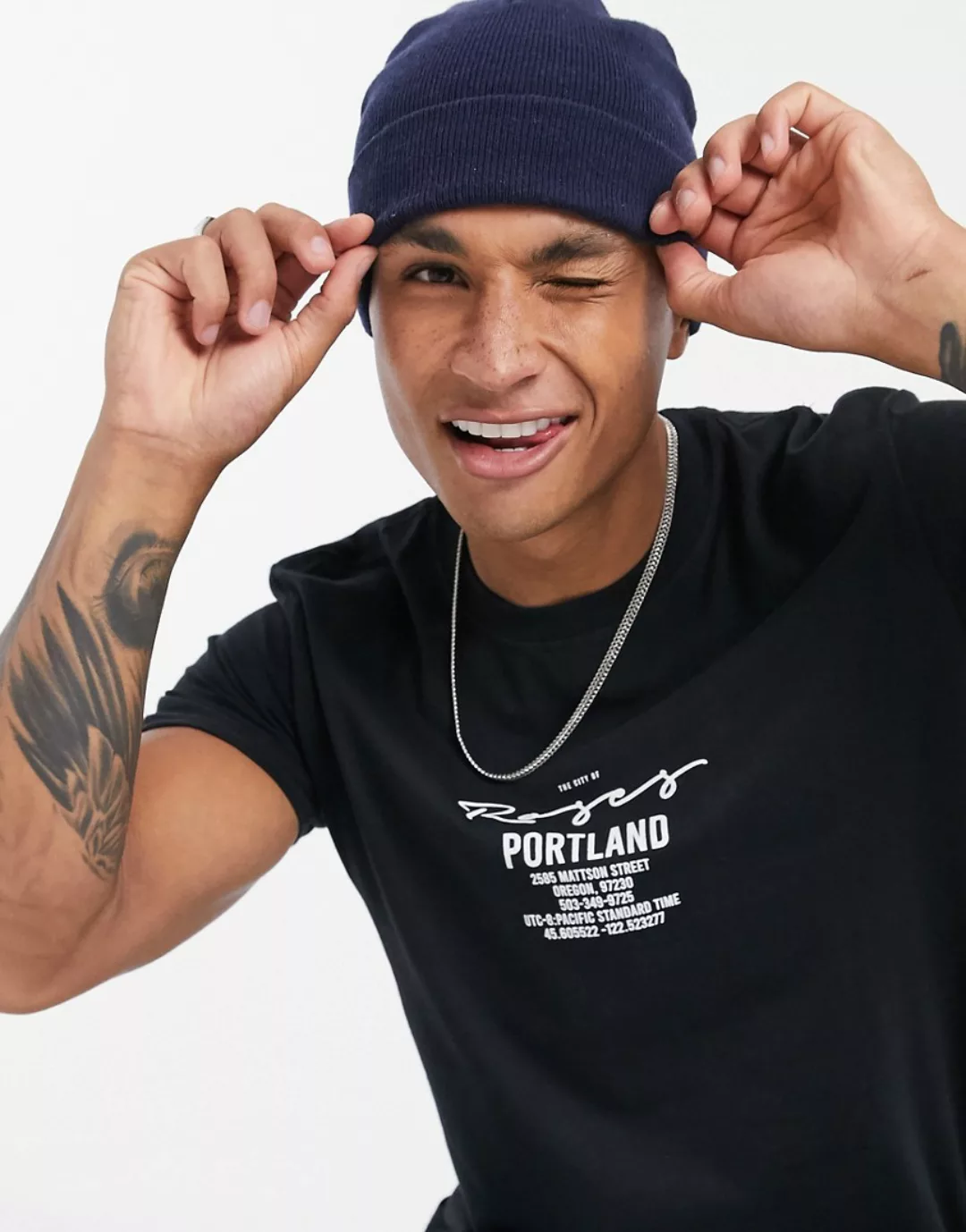 New Look – Portland – Übergroßes T-Shirt in Schwarz günstig online kaufen