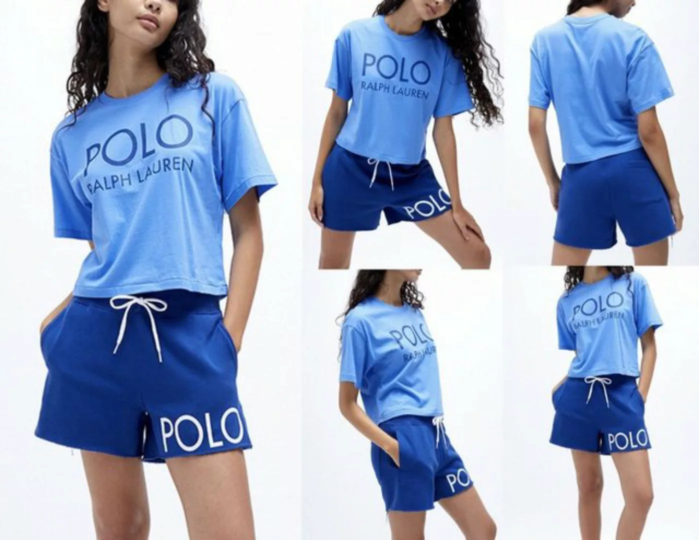 Ralph Lauren T-Shirt POLO RALPH LAUREN Cropped Boxy T-Shirt Retro Shirt Blu günstig online kaufen
