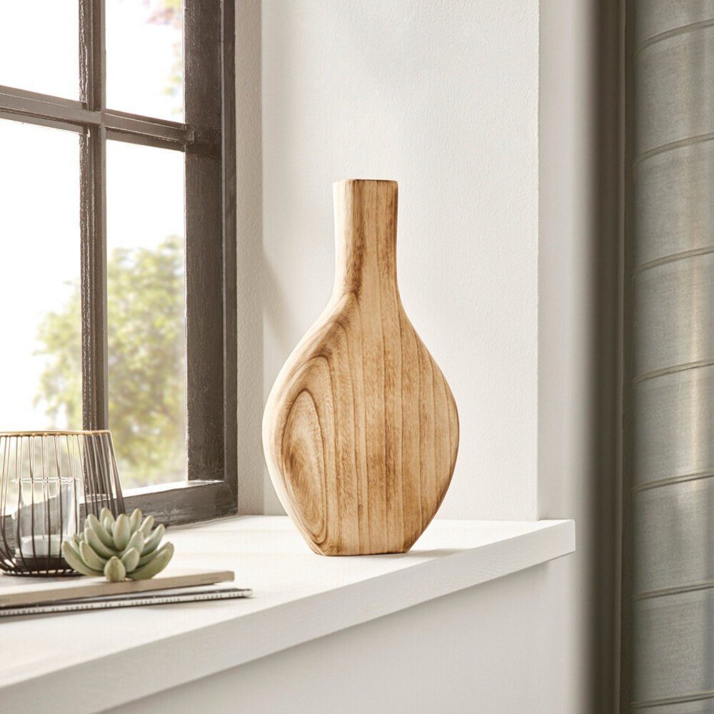 Home-trends24.de Dekovase Holz Flach Blumenvase Trockenblumen günstig online kaufen