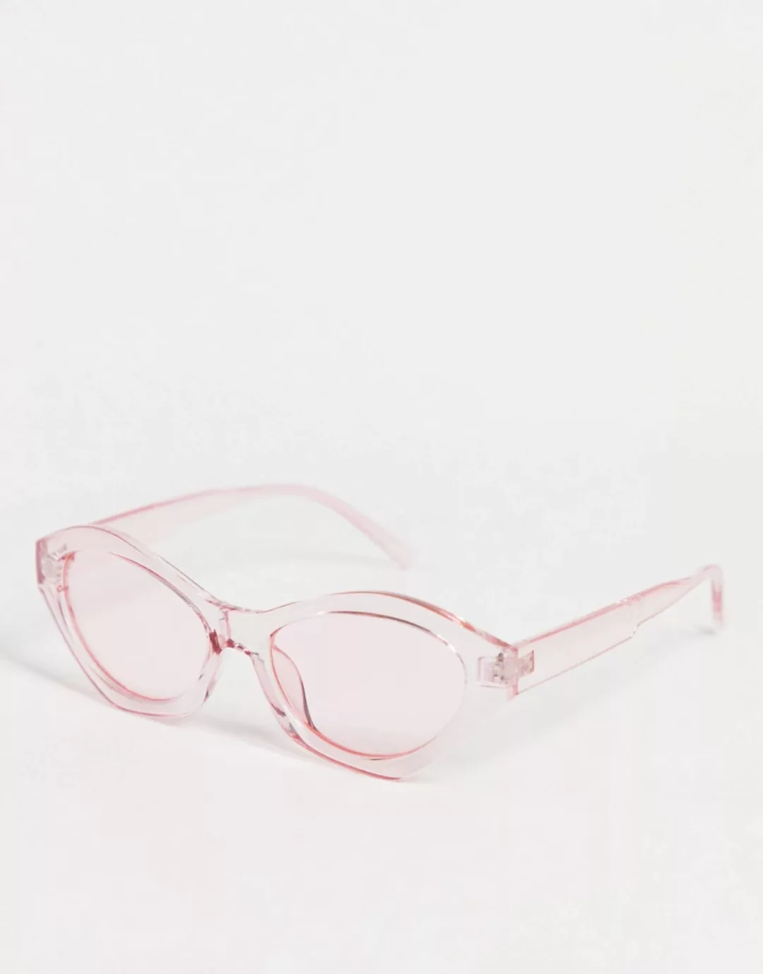 Pieces – Sonnenbrille im schräg angeschnittenen Design in Rosa günstig online kaufen