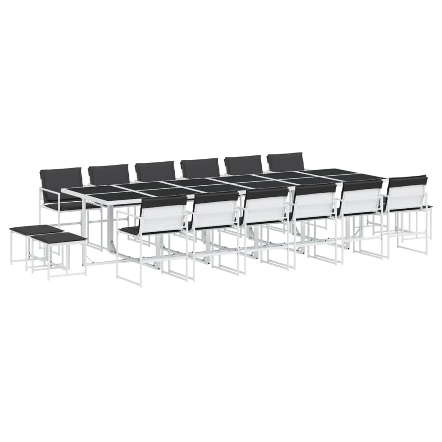 vidaXL 17-Tlg Garten-Essgruppe mit Kissen Weiß Textilene 3295117 günstig online kaufen