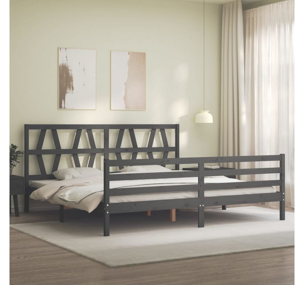 vidaXL Bett Massivholzbett mit Kopfteil Schwarz 200x200 cm günstig online kaufen