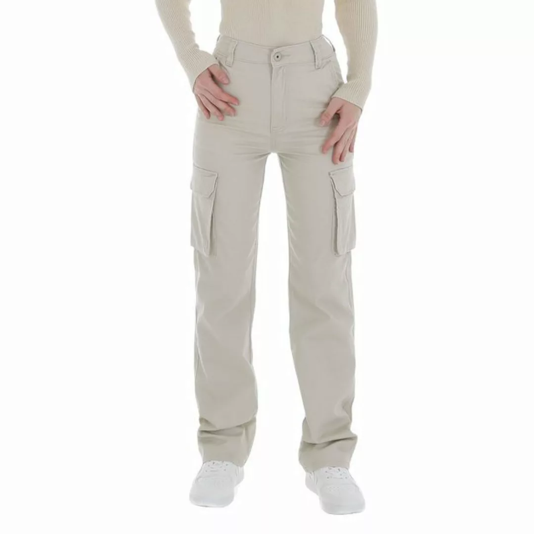 Ital-Design Cargohose Damen Freizeit (86746048) Stretch Stoffhose in Creme günstig online kaufen