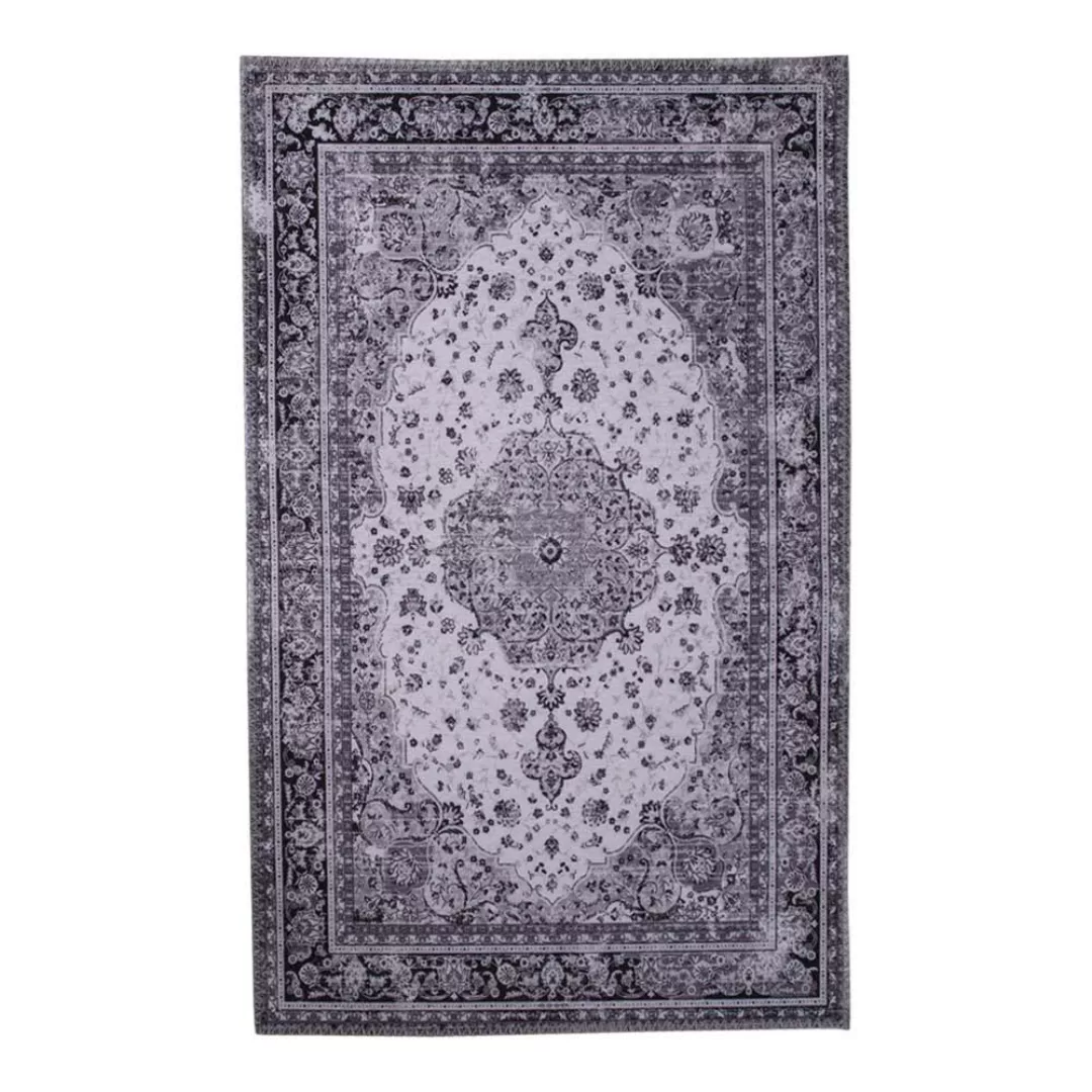 Orientalischer Kurzflor Teppich in Schwarz Weiß günstig online kaufen