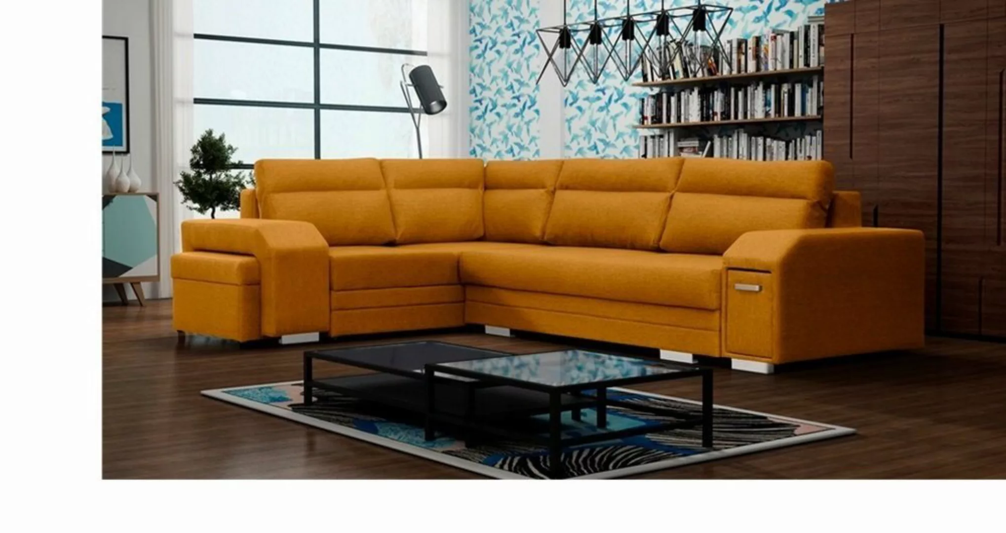 DB-Möbel Ecksofa Ecosofa Millo mit Hocker und Minibar, mit Schlaffunktion, günstig online kaufen