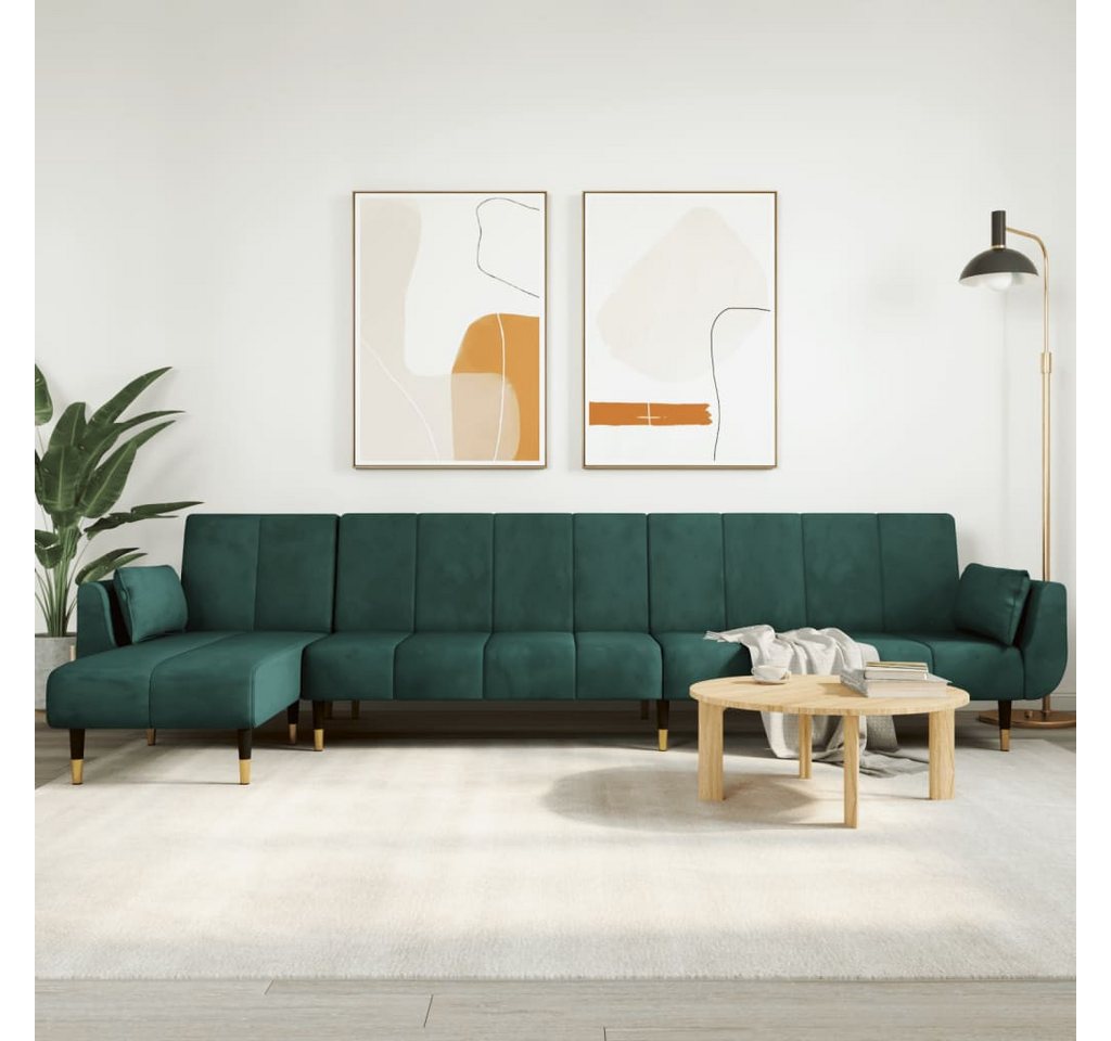 vidaXL Sofa Schlafsofa in L-Form Dunkelgrün 275x140x70 cm Samt Chaiselongue günstig online kaufen