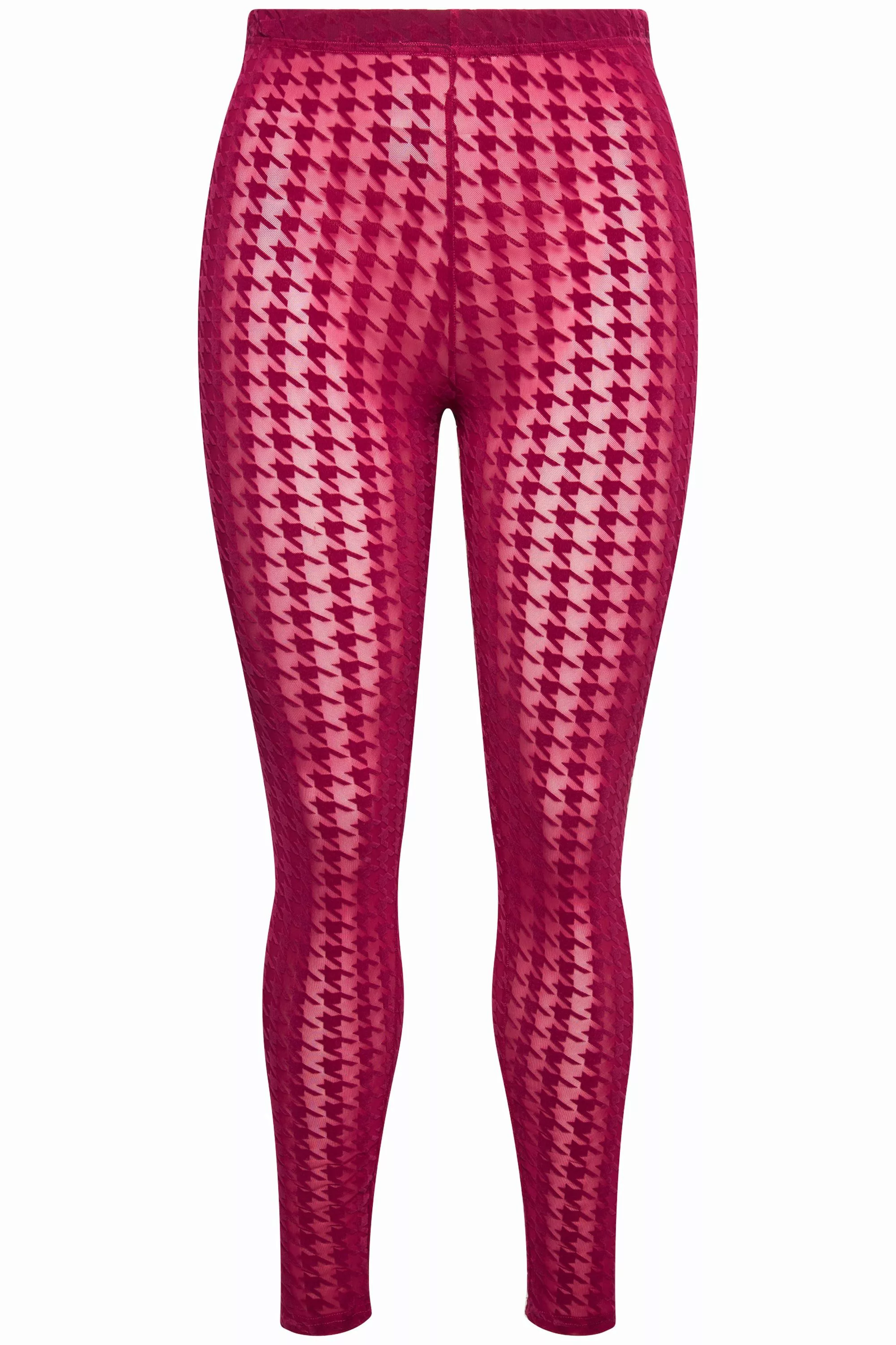 Ulla Popken Feinstrumpfhose Strumpf-Leggings Flockdruck Hahnentritt günstig online kaufen
