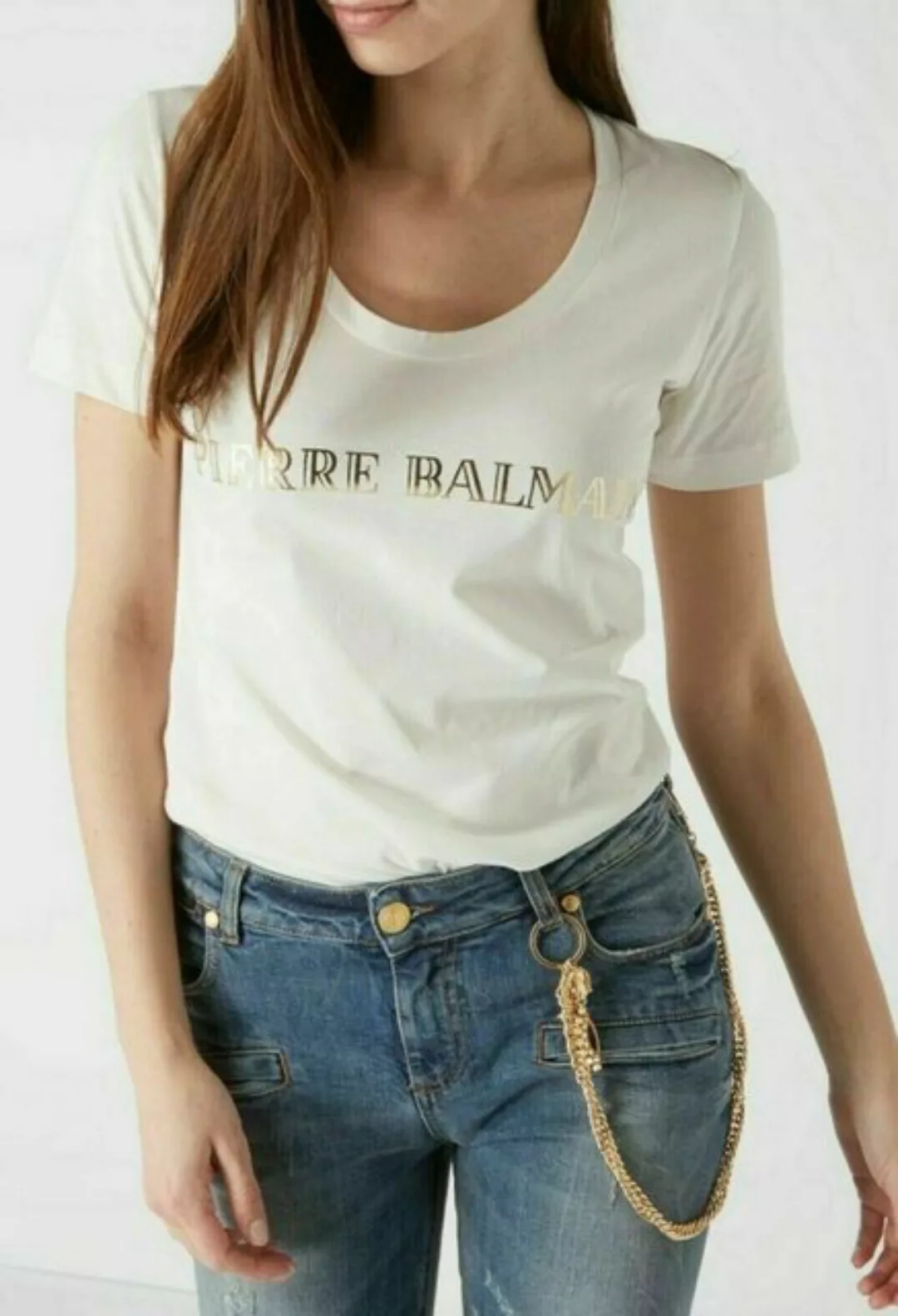 Balmain T-Shirt PIERRE BALMAIN ICONIC OFF-WHITE LOGOSHIRT LOGO BRAND SHIRT günstig online kaufen