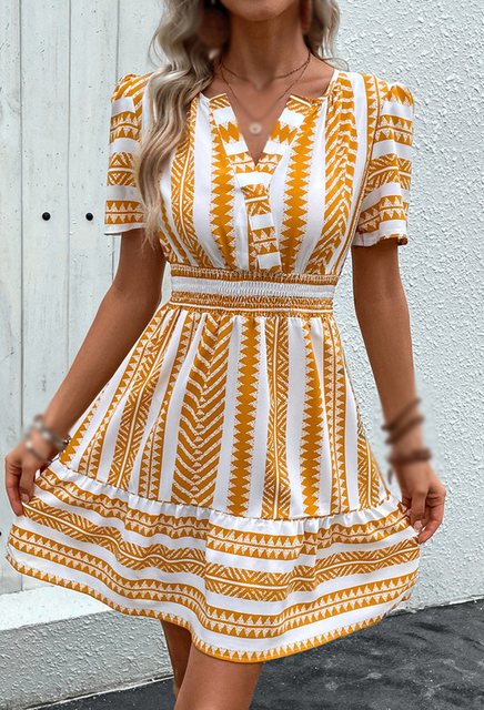 CHENIN Tunikakleid Damenkleid im Resort-Stil mit V-Ausschnitt Vielseitiger günstig online kaufen