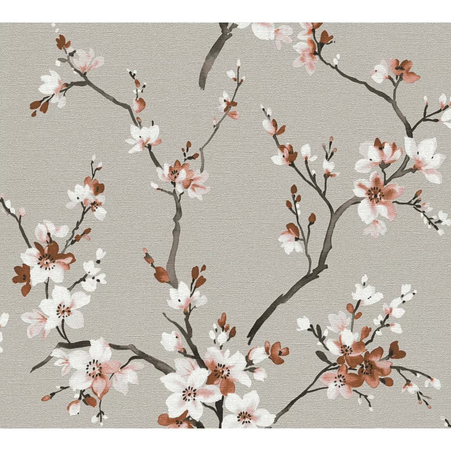 Livingwalls Tapete Blumenmuster Grau Braun und Weiß 53 cm x 10,05 m AS-3852 günstig online kaufen
