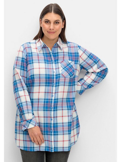 Sheego Longbluse "Große Größen", aus Baumwoll-Flanell, mit Krempelärmeln günstig online kaufen