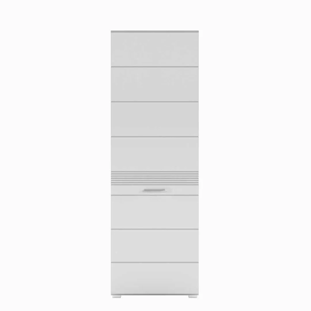 Weißer Dielenkleiderschrank mit Hochglanz Front 55 cm breit günstig online kaufen