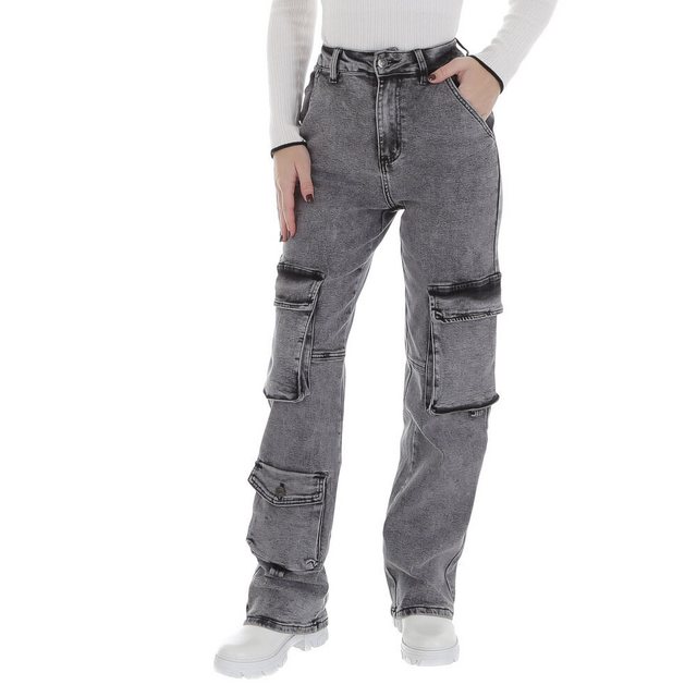 Ital-Design Cargojeans Damen Freizeit (87543207) Used-Look Stretch High Wai günstig online kaufen