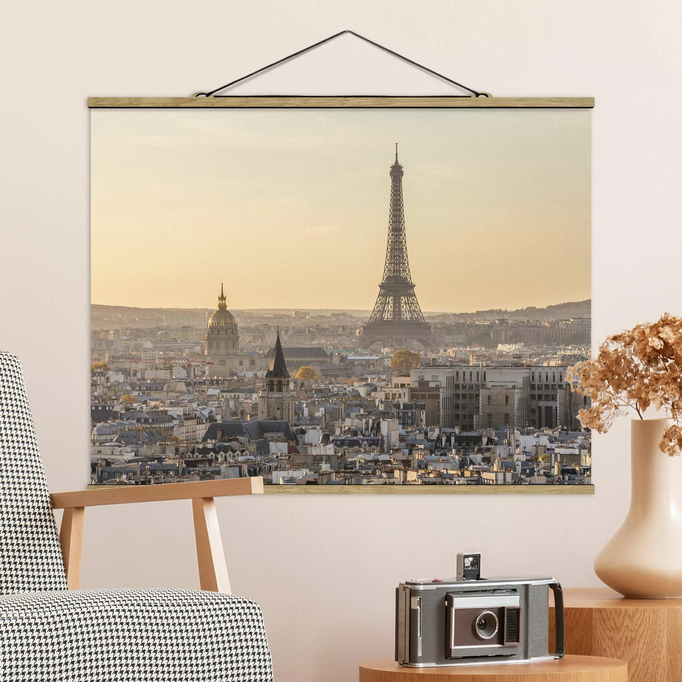 Stoffbild mit Posterleisten Paris im Morgengrauen günstig online kaufen